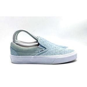 Vans Shoes Women Size 7 Off the Wall‎ Blue Waffle Texture Suede Slip-On Sneakers